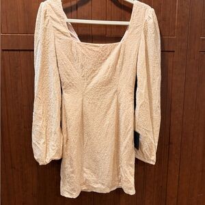 Lulu's Cream Long Sleeve Sequin Mini Dress